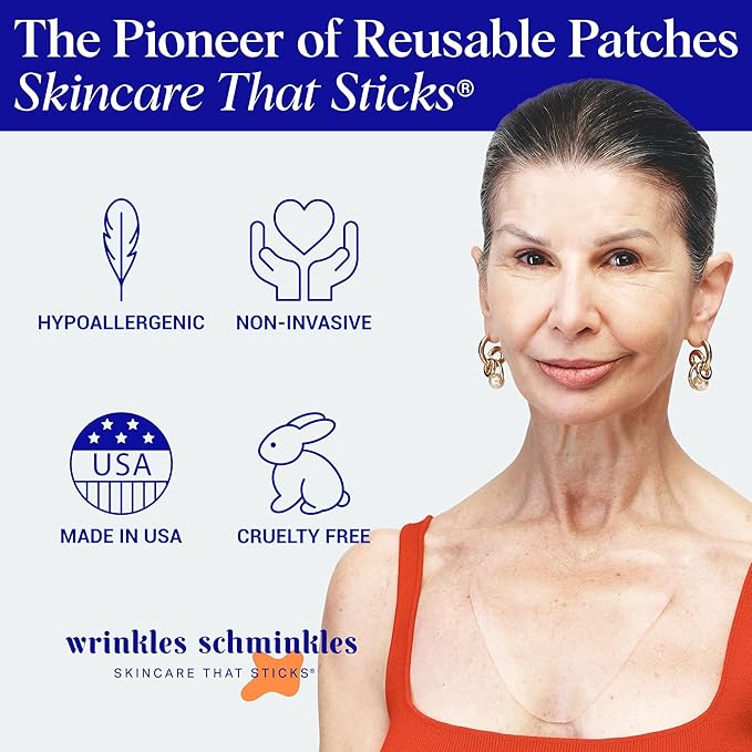 Wrinkles Schminkles Chest Wrinkle Patch & Cleanser Starter Pack - Set of Reusable Chest Silicone Wrinkle Patch + Patch Cleanser (2 oz) Maximise Uses - Smooth & Prevent Chest & Décolletage Wrinkles
