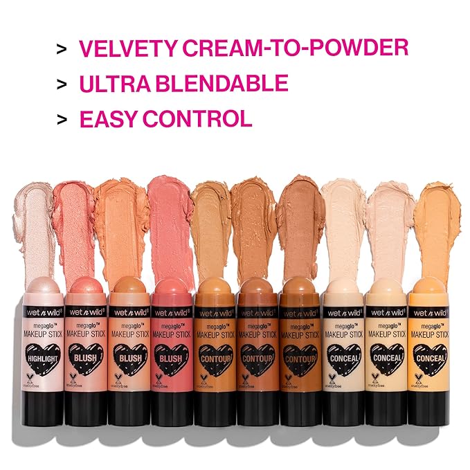 wet n wild Mega Glo Vitamin E Makeup Stick, Buildable & Blendable Color, Versatile Use, Cruelty-Free - Glitzed Spell