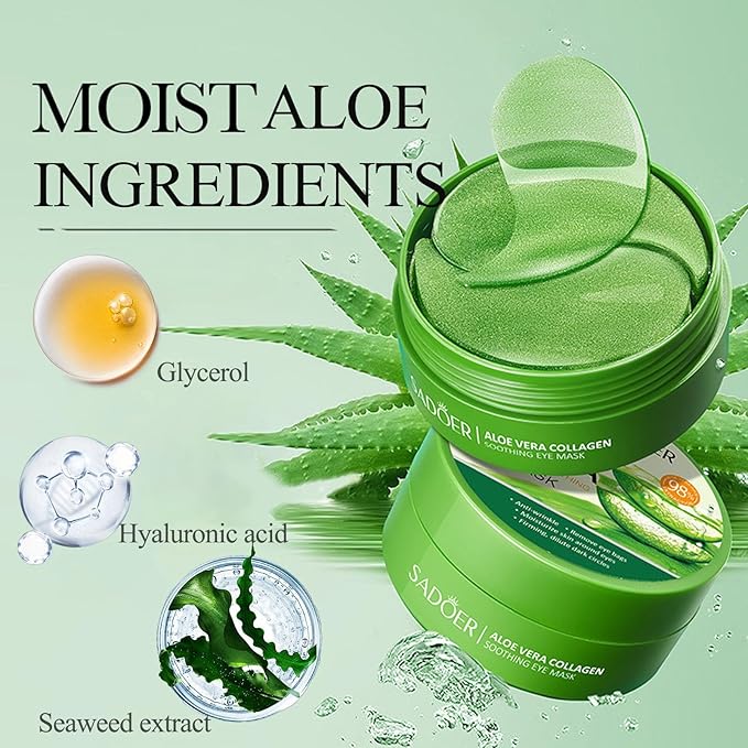 Aloe Eye Masks,60pcs Under Eye Patches, Under Eye Patches For Dark Circles, Eye Masks For Dark Circles And Puffiness, Anti-Aging Eye Mask For Reduce Fine Lines, And Wrinkles