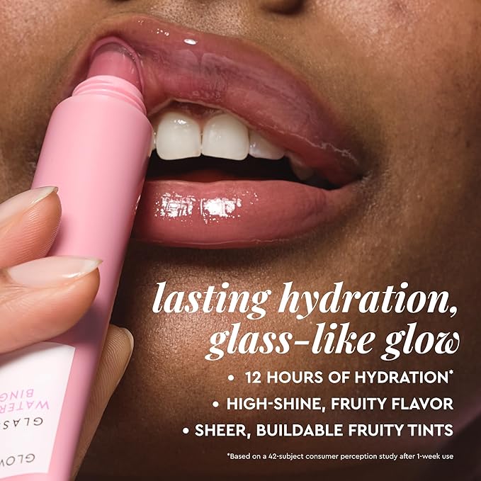 Glow Recipe Glass Balm Lip Treatment - 12Hr Hydrating Lip Balm & Moisturizer with Hyaluronic Acid to Smooth, Plump & Protect from Dryness, High Shine Finish - Clear Tint, Ice Bingsoo (15 ml)