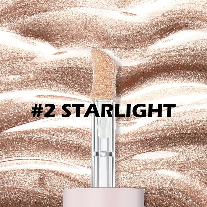 Erinde Liquid Highlighter Makeup, Face Highlighter Bronzer Makeup Stick, Natural Glossy Finish, Lightweight Blendable Silky Smooth Cream Face Illuminator Makeup, Cruelty-free, 02# STARLIGHT