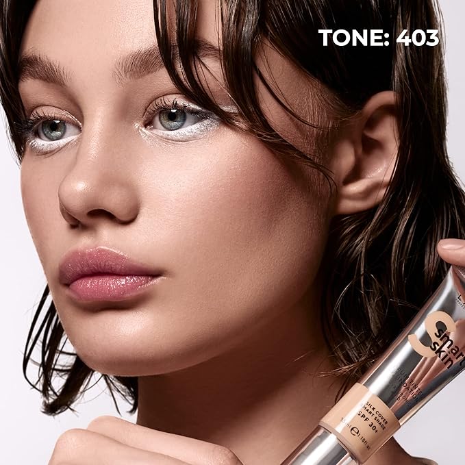 LAMEL Smartskin Serum Tinted Foundation - Hydrating & Nourishing - Hypoallergenic & Skin-Caring - Color Correcting - Anti-Aging Formula with Hyaluronic Acid - 403, 1.18 fl.oz