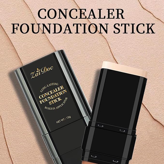 Long-Lasting Concealer Foundation Stick, Creamy Full Coverage, Hydrating Olive & Camellia Formula for Dark Circles & Blemishes, 2.09 oz (05#)