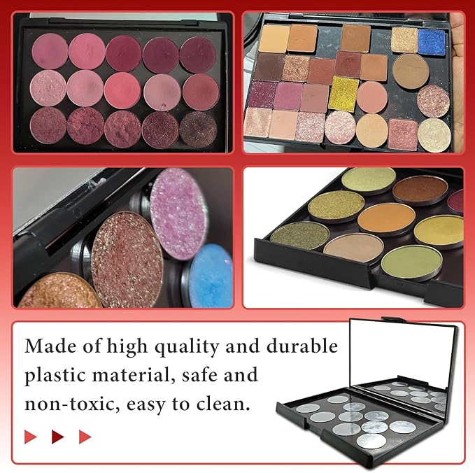 Magnetic Makeup Palette Empty with Mirror - Professional Empty Makeup Palette and Strong Magnetic Base - DIY Cosmetics Storage Box for Eyeshadow, Blush, Lipstick - Compact & Portable Design.