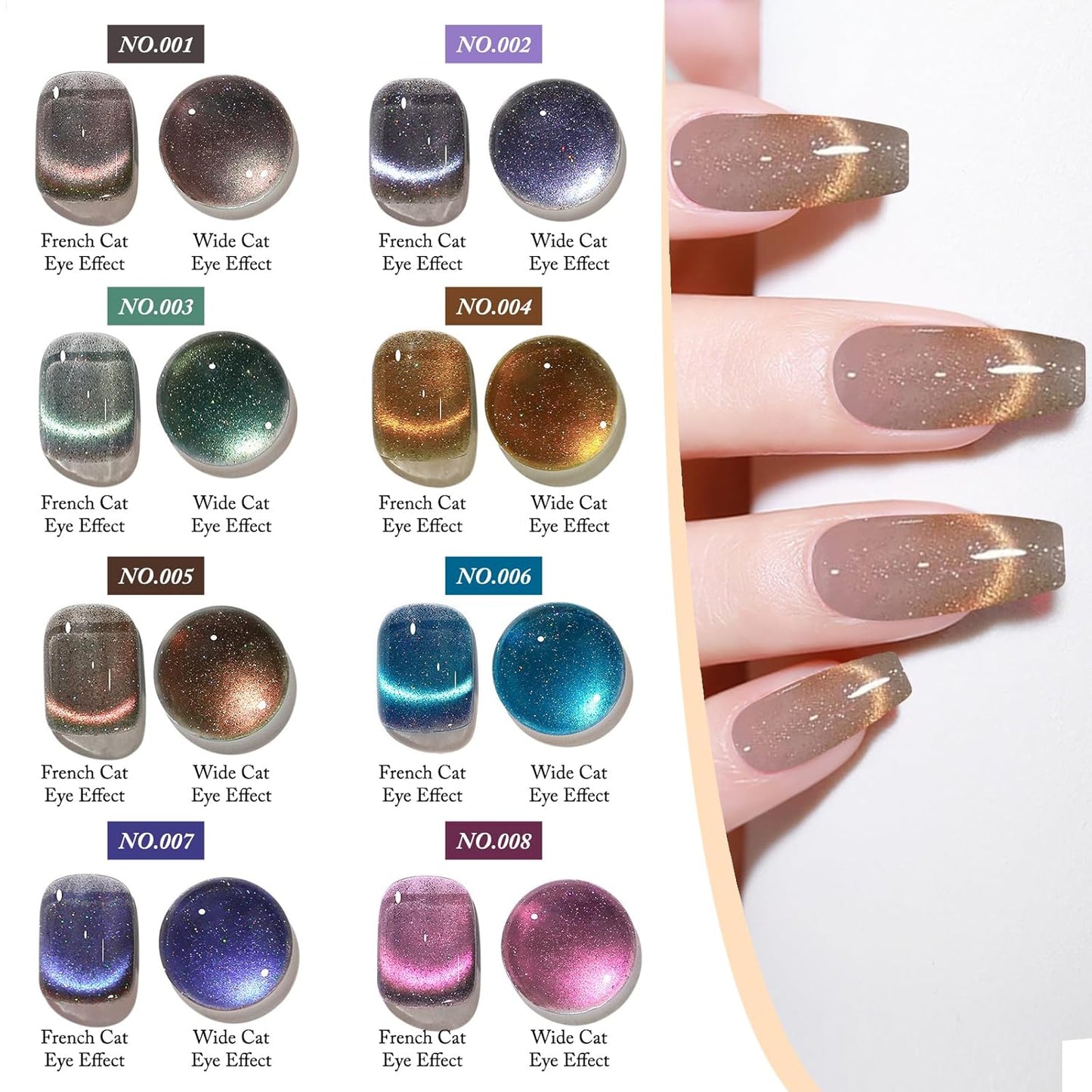 Cat Eye Gel Nail Polish 8ml, Long-Lasting Magnetic Cat Eye Gel 13