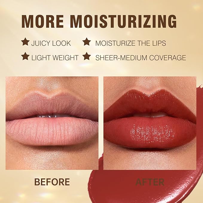 MAKI YIKA Red Lipstick for Women Moisture Hydrate Lipsticks Glossy Dark Red Lipsticks Sheer Finish Lightweight Tinted Lip Balm (Z12 Pampas)