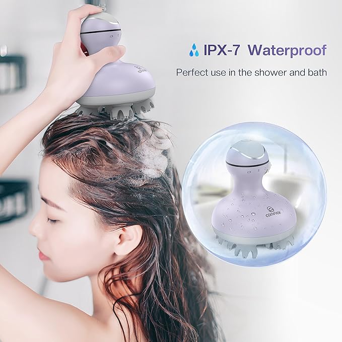 COMFIER Electric Scalp Massager with Mutlti-Modes Vibration, Portable Handheld Head Scratcher for Hair Growth,Waterproof Head Massager for Full Body,Dog Cat Massager for Deep Clean and Stress Relax
