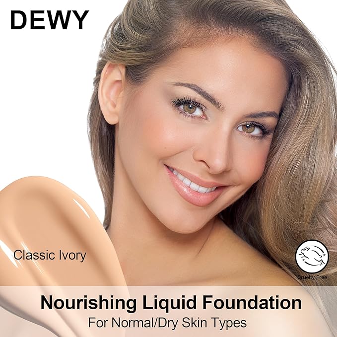 FV 2 Pack Hydrating Liquid Foundation Makeup, Waterproof & Lightweight, Natural Finish with Medium Coverage, Ideal for Dry and Normal Skin (Nourishing Classic Ivory)