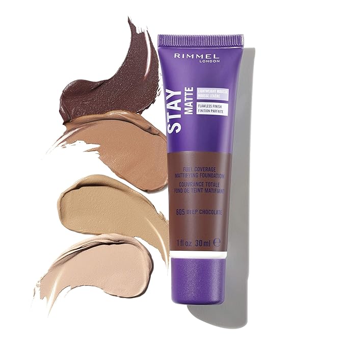 Rimmel London Stay Matte Liquid Mousse - 203 True Beige - Foundation, Lightweight, Shine Control, Oil-Free, 1oz