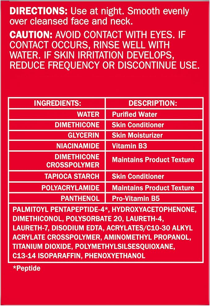 Olay Face Moisturizer, Anti-Aging Night Cream for Women - Fragrance-Free Skin Care, Instant Hydration, Anti-Wrinkle, Reduces Fine Lines, Exfoliates, Smooths Texture - Niacinamide, Amino Pepitde, 1.7Oz