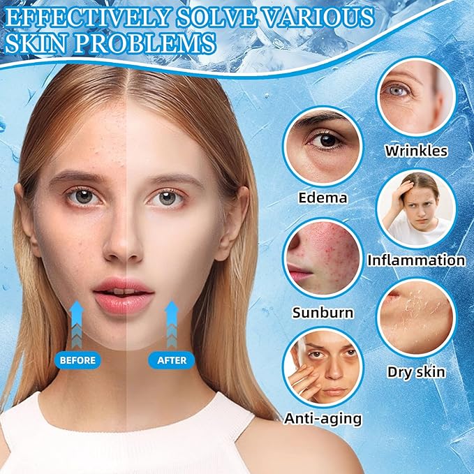 Ice Face Roller Massager for Face, Reusable Silicone Ice Cube Mold, Facial Beauty Ice Roller, Reduce Puffiness and Dark Circles, Minimize Pores & Improve Skin Texture (Purple)