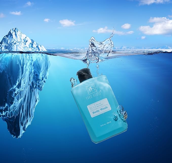 Bath and Body Mens Gift Set - Glacier Absolute - Premium Fathers Day Birthday Christmas Gifts Ideas For Him - Skin Care Kits For Men in Leather Toiletry Bag w. Full Size Items