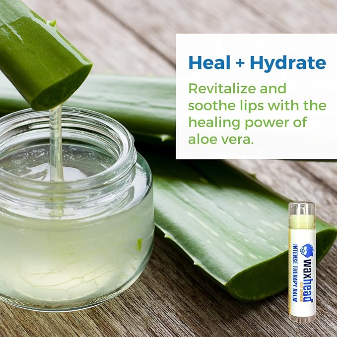 Waxhead Organic Lip Balm Vanilla - Sunburn Relief, Lip Moisturizer for Very Dry Lips, Lip Therapy, Lip Repair for Dry Cracked Lips, Healing Lip Balm for Severely Chapped Lips (4 pack)