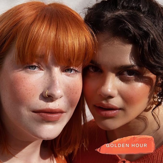 Tower 28 Beauty BeachPlease Cream Blush for Cheeks and Lips - Multi-Purpose Lip and Cheek Tint in Orange Blush - for Sensitive Skin – Color GOLDEN HOUR, Luminous Finish