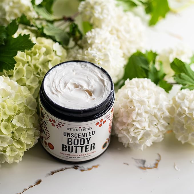 Unscented Body Butter for Dry Skin | with Raw Shea Butter and Jojoba Oil | Deep Moisturizer Safe for Sensitive Skin, Non Greasy, Fragrance Free | 8 oz