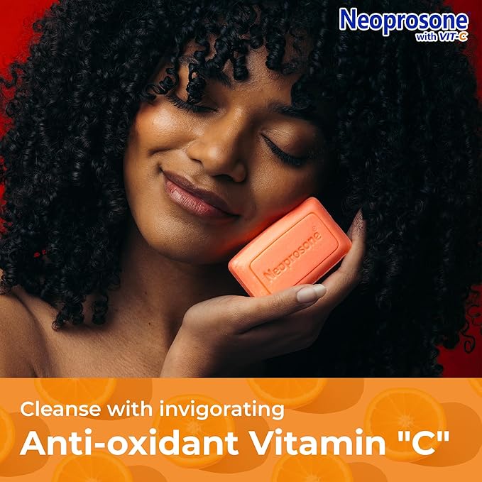 Neoprosone Skin Brightening Soap, 2.82 oz / 80 g, Hyperpigmentation Soap, Cleansing Bar, Fade Dark Spots on Knees, Elbows, Face, Private Areas, with Vitamin C and Castor Oil