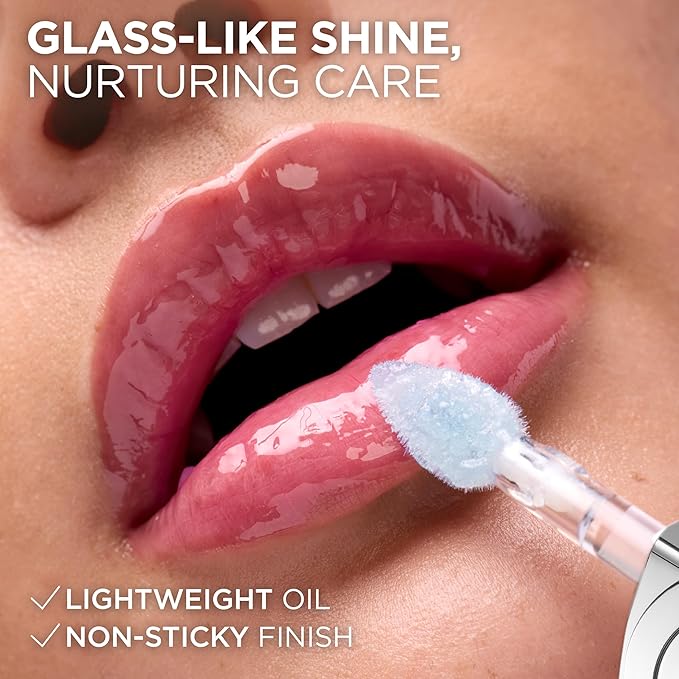 L'Oreal Paris Plump Ambition pH Hyaluron Lip Oil, Color Shifting Lip Tint with 24HR Hydration, Volumizing Shine and Lasting Color, 020 pH Rosé