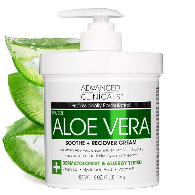 Advanced Clinicals Aloe Vera Lotion Skin Care Relief Cream | Vitamin E Infused Hyaluronic Acid Moisturizer & Vitamin C Body Lotion For Women & Men Helps Improve Look Of Extremely Dry Skin, 16 Ounce