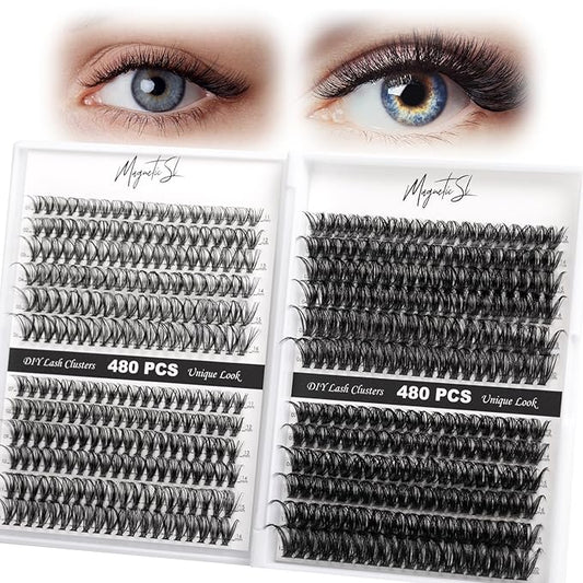 Lash Clusters 480 Clusters 60D 80D Thick Eyelash Extension 30D 40D Individual Eyelashes D Curl 11-20mm False Eyelash Multi-Style DIY Lash Extensions for Beginners(30D-80D-D, 11-20MIX)