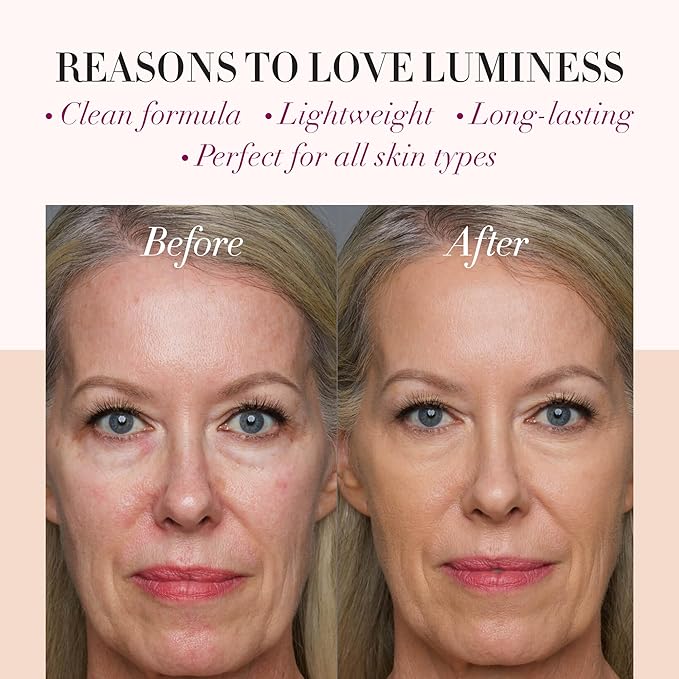 LUMINESS Airbrush Spray Silk Foundation Starter Kit - Deep Rich - Foundation, Primer & Dual-Sided Angled Buffing Brush - Medium, Buildable Coverage, Anti-Aging Formula Hydrates & Moisturizes