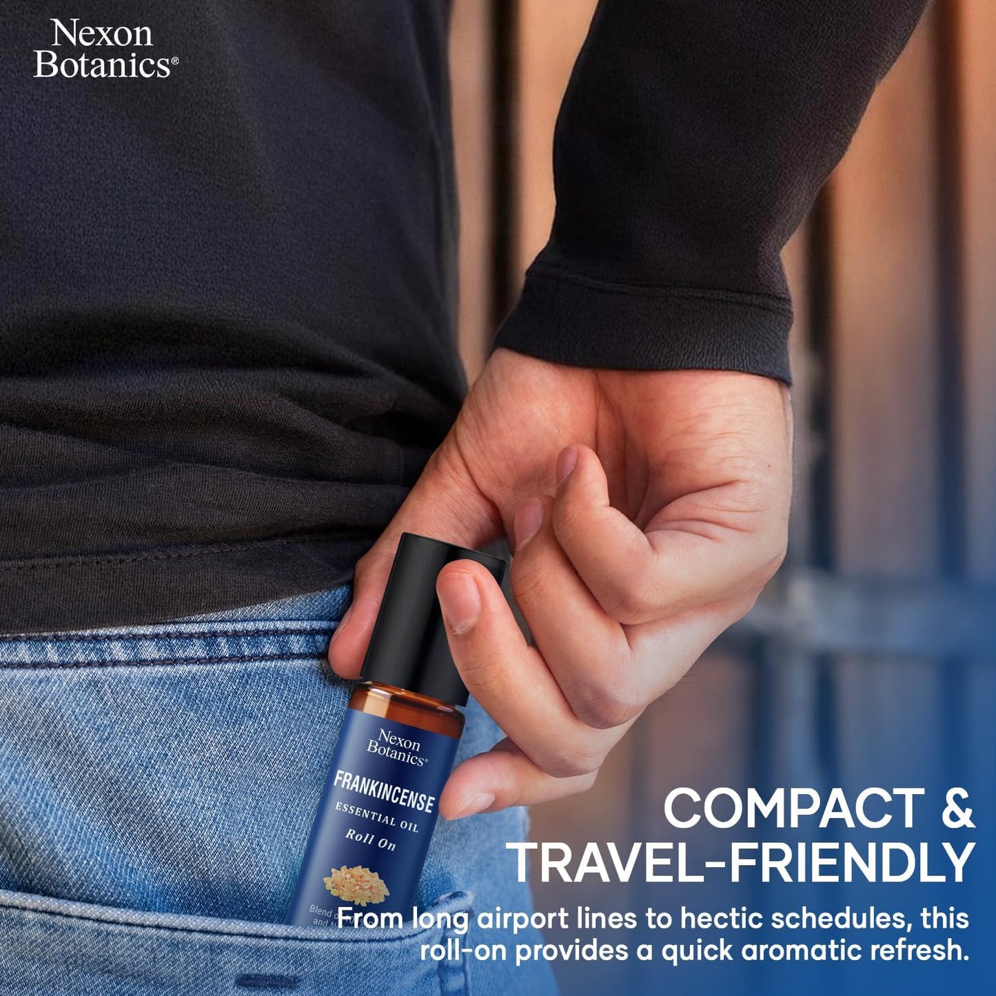 Frankincense Essential Oil Roll-On 10 ml - Pure, Natural Oil with Grapeseed for Aromatherapy & Skin Care - Nexon Botanics