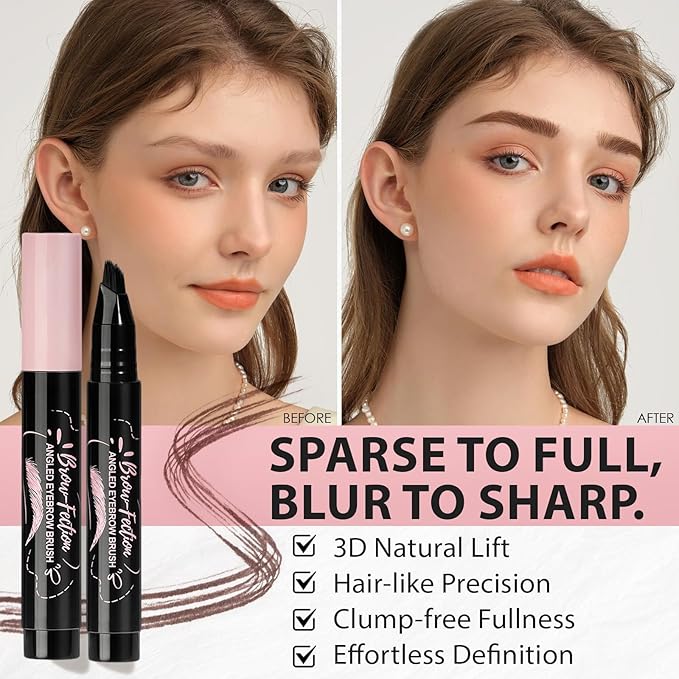 Eyebrow Pencils for Women, Liquid Microblading Eyebrow Pen with Square Angled Brush & Ultra-Fine Precision Tip – Natural Hair-Like Strokes, Waterproof, Smudge-Proof & Long-Lasting, Easy to Use (Black)