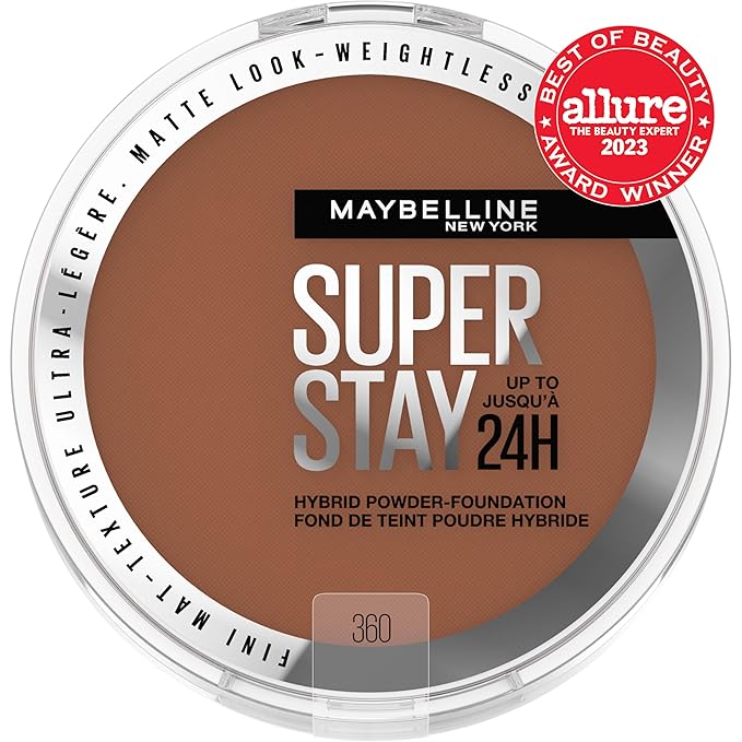 Maybelline Super Stay Up to 24HR Hybrid Powder-Foundation, Medium-to-Full Coverage Makeup, Matte Finish, 360, 1 Count