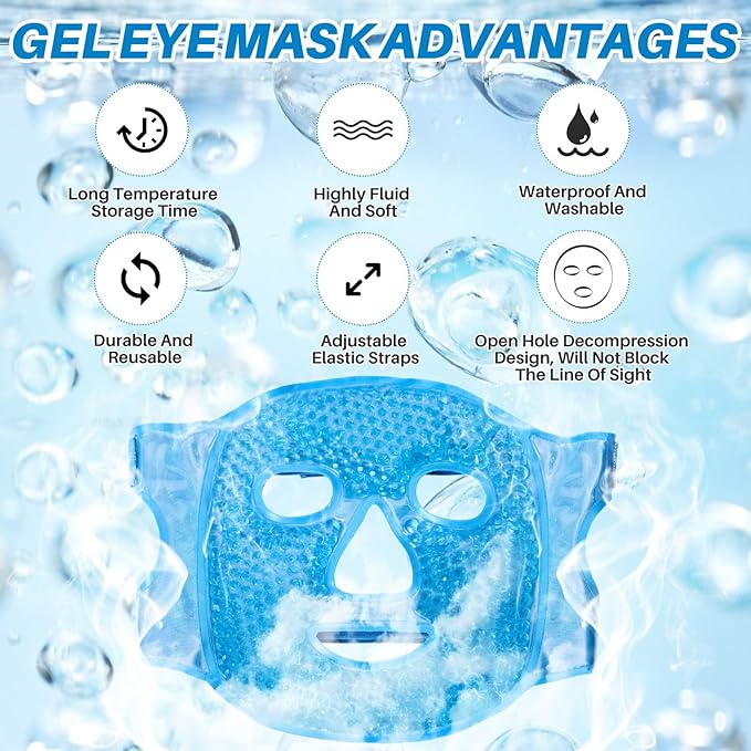 Ice Pack Cold Face Eye Masks Reduce Face Puff, Dark Circles, Reusable Cold Hot Gel Face Eye Mask, Suitable for Women Facial SPA, Ice Face Mask for Sleeping, Headaches (Blue)