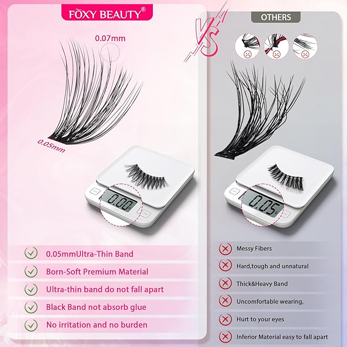 Waltz Lash Clusters Kit - Lash Clusters Lash Extension Kit with Bond and Seal Eyelash Cluster 20D30D40D50D-0.07D Cluster Eyelash Extensions Eyelash Extension Kit DIY at Home