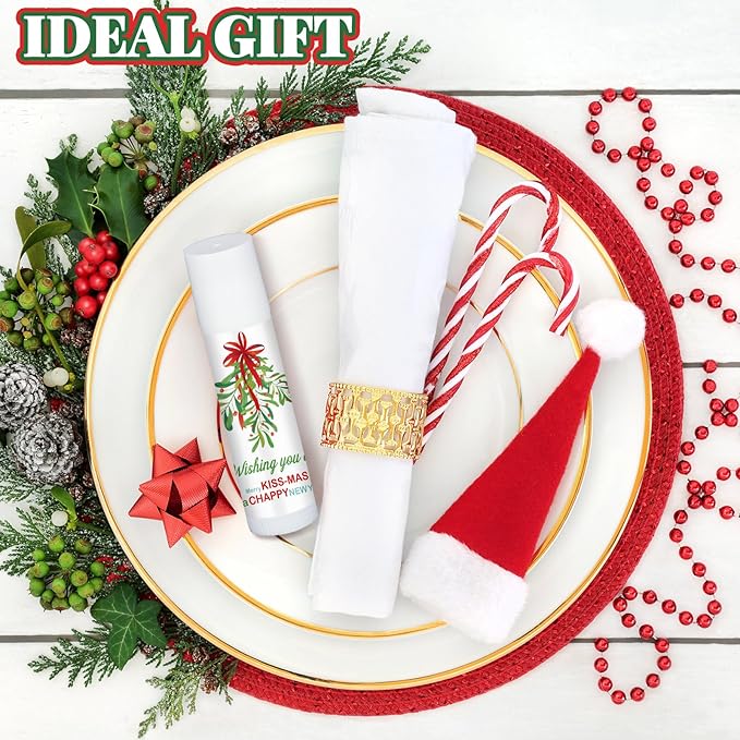 50 Pcs Christmas Lip Balms Mistletoe Gifts Bulk Christmas Vanilla Flavors Lip Balms Lips Moisturizer for Christmas Stocking Stuffers Xmas Party Supplies Favors