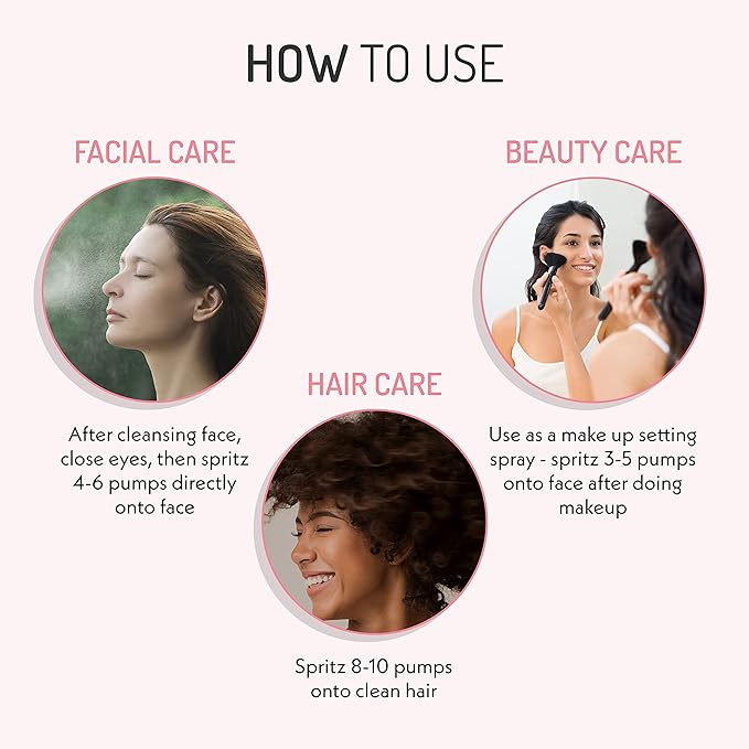 Eve Hansen Organic Rose Water Spray – Pure Rosewater Face & Hair Mist for Hydration & Refreshing Glow | Facial Toner & Makeup Setting Spray | Alcohol-Free & Vegan | 4 oz