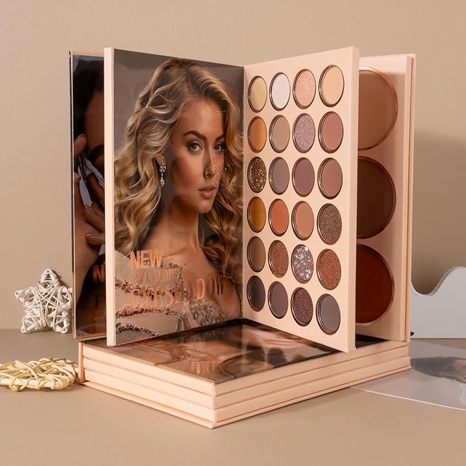 4-Layer Multi - Functional Beauty Book Kit- Style Makeup Palette Ingeniously Combines Eyeshadows, Blushes, Highlighters, Contour Powders In One,Best Choice for A Gift for Women (U150B)