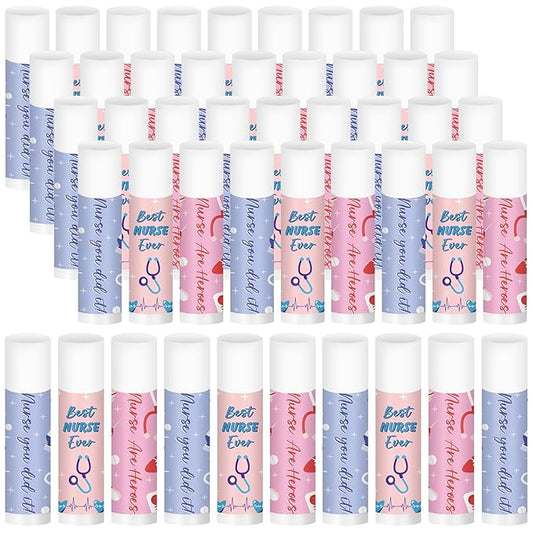60 Pcs Nurse Appreciation Lip Balms Bulk Inspirational Nursing Moisturizing Lip Balms Gifts for Nurses Certified Nursing Assistants Nurses Day Nurses Week Gifts, Jasmine Flavor