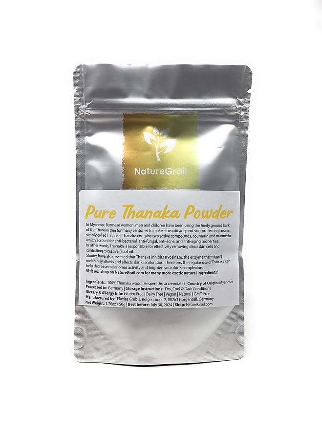 Pure Thanaka Powder - Tanaka From Thailand - Ingredients: 100% Thanaka Wood Powder (Hesperethusa Crenulata) - Net Weight: 1.76oz / 50g