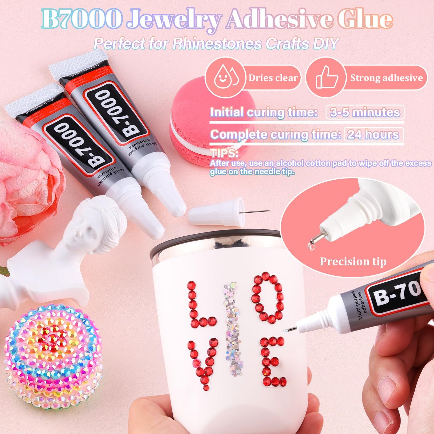 30000Pcs Resin Red Rhinestones with B7000 Jewelry Glue for Crafting, 2-6mm Non Hotfix Flatback Gems, Bedazzling Crystal for DIY Crafts Clothing Tumblers Mugs Shoes Fabric Decor Nail Art