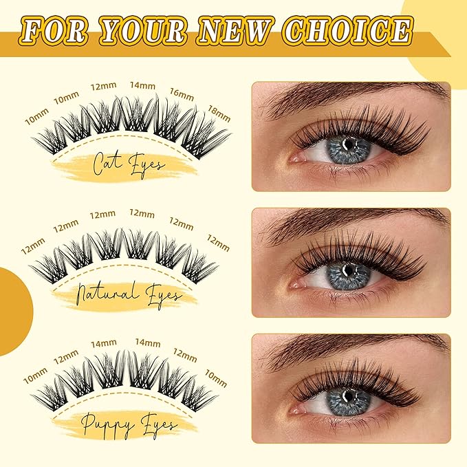 Eyelash Cluster 10-18mm Wispy Eyelash Clusters D Curl DIY Lash Extension Natural Lash Clusters Individual Lashes (LF01 Lashes Only)
