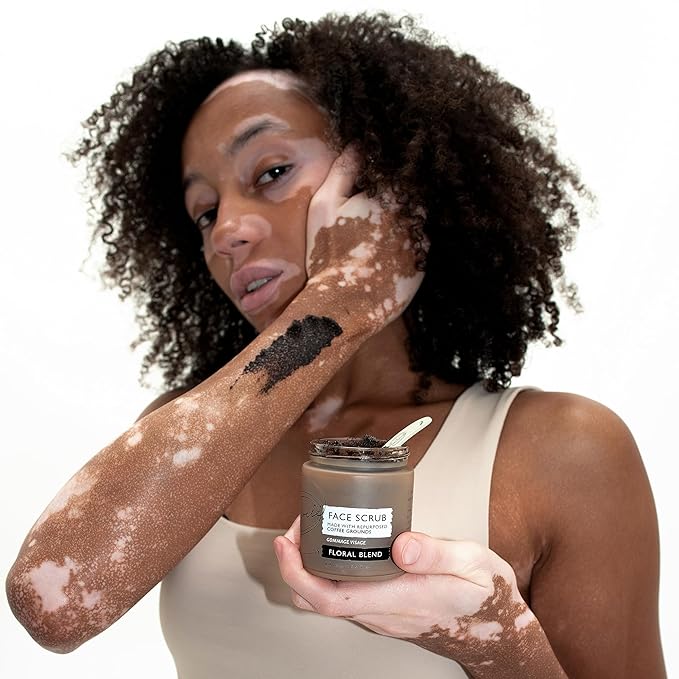 UpCircle Coffee Face Scrub - Floral Blend For Sensitive Skin 3.5oz - Chamomile, Shea Butter, Coconut + Rosehip Oil - Natural, Vegan Face Exfoliator For Soft, Smooth Skin