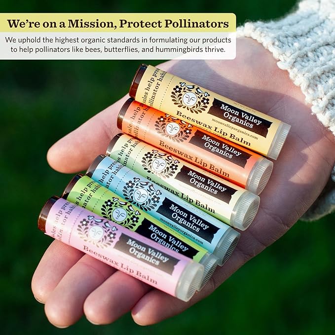 Moon Valley Organics Beeswax Lip Balm for Moisturizing Lips and Cuticles (Vanilla | Lime | Honey | Blackberry | Mint Vanilla, 5-Pack)