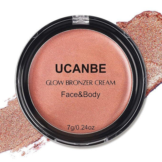 UCANBE Face & Body Cream Bronzer, Natural Coral Warm Sun-Kissed Glow Blusher, Buildable Blendable for Long Lasting Radiant Glow, Luminous Bronzing Highlighting Multi-Use Makeup Palette