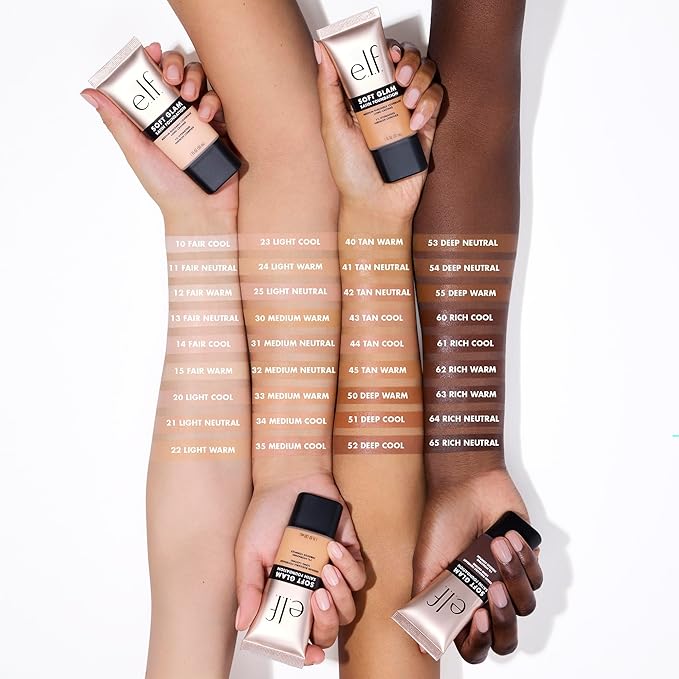 e.l.f. Soft Glam Foundation, Medium Coverage, Long-Lasting & Buildable Foundation For A Smooth, Satin Finish, Vegan & Cruelty-Free, 65 Rich Neutral