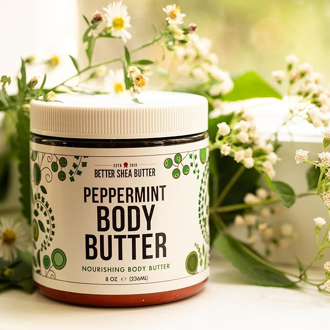 Peppermint Body Lotion | Moisturizer for Dry Skin | with Raw Shea Butter and Jojoba Oil | No Synthetic Fragrances, Non-Greasy Body Cream for Men and Women | 8 oz