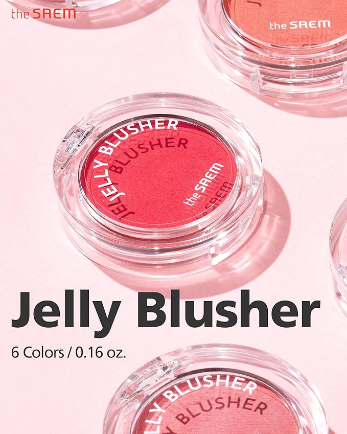 THESAEM Jelly Blusher CR01 Peach Crush - Velvety Finish Soft Jelly Powder Cheek - Easy Blending Formula- Lightweight, Smooth, Natural Buildable Blusher