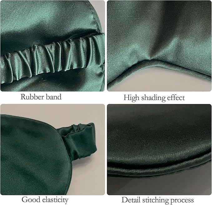Silk Eye mask for Sleeping Light Blocking for Bedroom, Plane Travel Satin Sleep mask Women Mens,Blackout to Help You deep Sleep (Green)