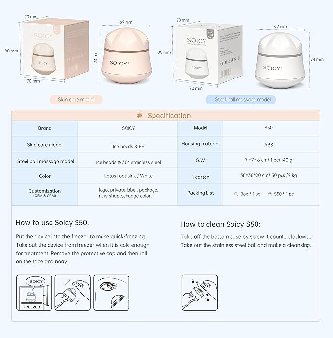 Facial Roller Stainless Steel Eye and Face Ice Massage Roller 360 Degree Rotate Ice Massage Roller Beauty Skin Care Tool