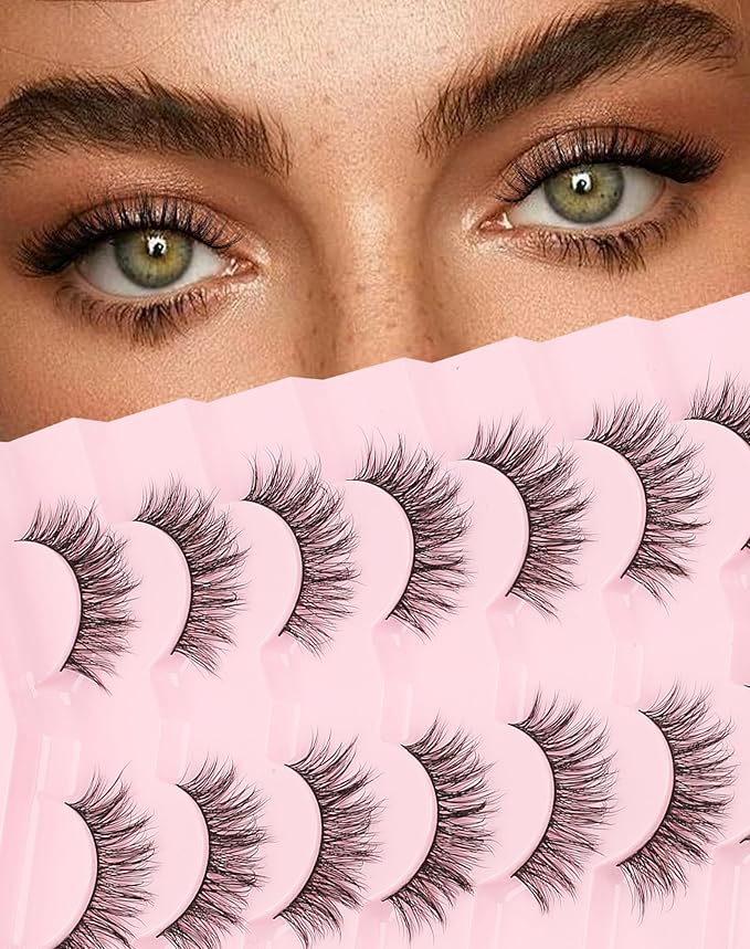 Lashes Natural Wispy Look Flared False Eyelashes Soft Strip Lash Fluffy Eyelash 7 Pairs D79