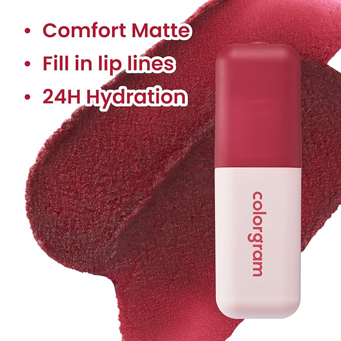 COLORGRAM NUDE BLUR TINT 09 RED BOMB | Soft Velvet Matte Liquid Lipstick & Cheek Tint | Lightweight Blurring Tint for a Smooth & Airbrushed Finish | Long-Lasting & Non-Sticky Formula