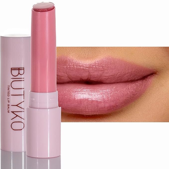 Lip Balm Hydrating for Dry and Chapped Lips Tinted Subtle Color Non-Sticky Juicy Finish | Pink, 1 Count (Pack of 1)