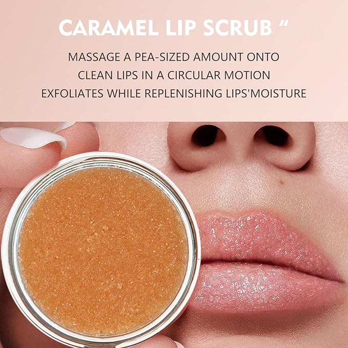 Pudaier 3Pcs Lip Care Kit with Coconut Lip Mask Caramel Lip Scrub Strawberry Lip Oil for Shiny and Nourishing Lips, Dry Lips Treatment, Moisturizing Lip Care For All Day Hydration