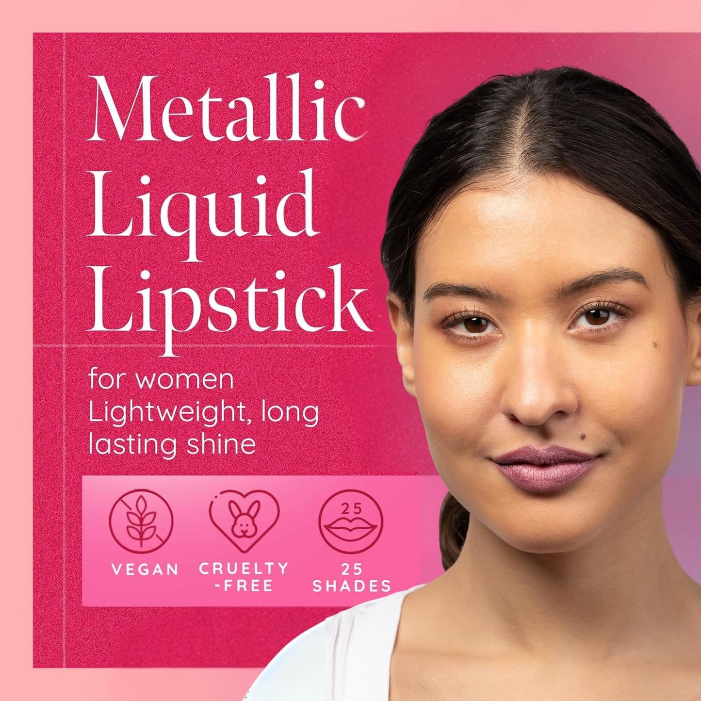 Aromi Metallic Matte Liquid Lipstick | Dusty Pink, Light Rosy Mauve Lip Color with Shimmery Finish, Long-lasting, Waterproof, Vegan, Cruelty-free (Fairy Tale)