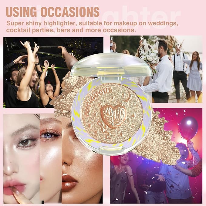 Glitter Sparkly Face Highlighter Makeup Palette Shimmer Radiant Glow Illuminator Iluminadores de Maquillaje 6g (01 Diamond Shine)